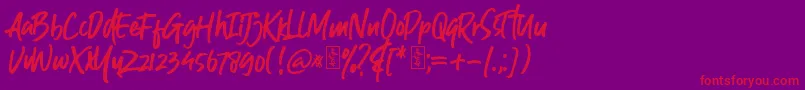 Guthen Bloots Personal Use Font – Red Fonts on Purple Background