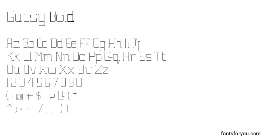 A fonte Gutsy Bold – alfabeto, números, caracteres especiais