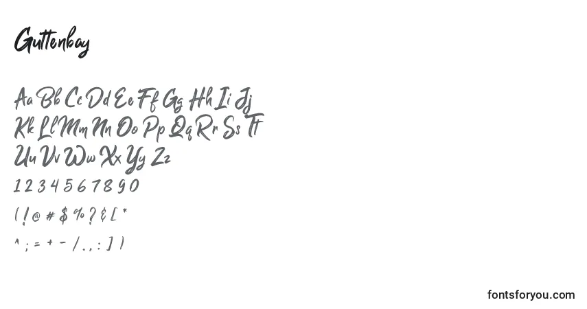 Schriftart Guttenbay – Alphabet, Zahlen, spezielle Symbole