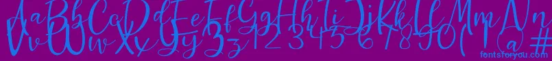 Guttenly-Schriftart – Blaue Schriften auf violettem Hintergrund