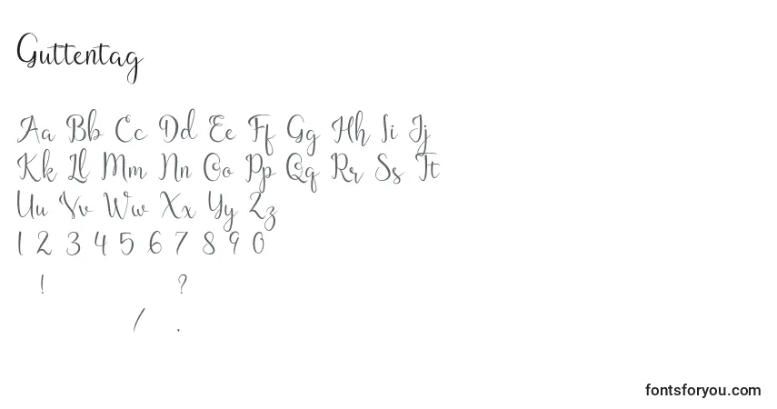 Fuente Guttentag - alfabeto, números, caracteres especiales