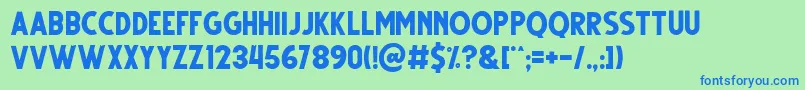 Fonte Gutter Regular – fontes azuis em um fundo verde