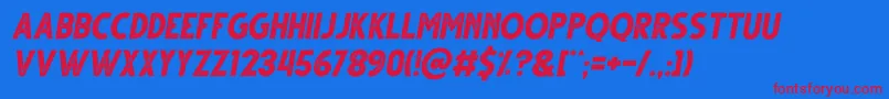 Gutter Rust Italic Font – Red Fonts on Blue Background