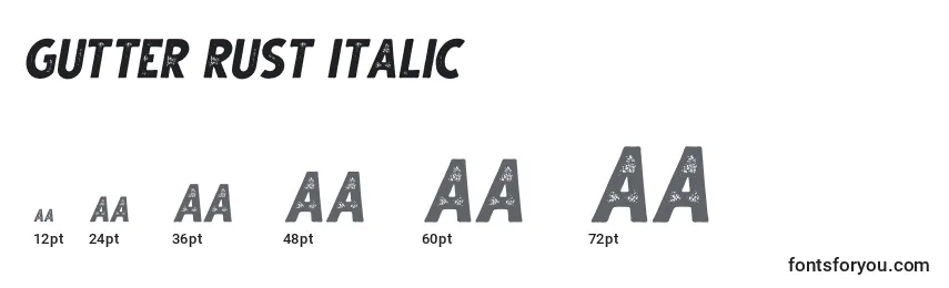 Размеры шрифта Gutter Rust Italic
