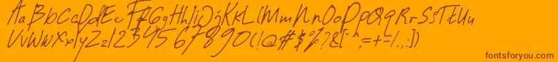 Guwatel Thin-Schriftart – Braune Schriften auf orangefarbenem Hintergrund