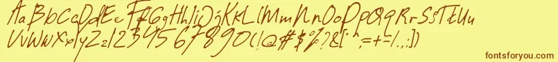 Guwatel Thin-Schriftart – Braune Schriften auf gelbem Hintergrund