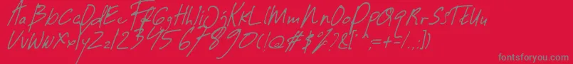 フォントGuwatel Thin – 赤い背景に灰色の文字