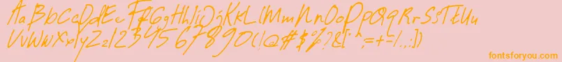 Guwatel Thin-Schriftart – Orangefarbene Schriften auf rosa Hintergrund