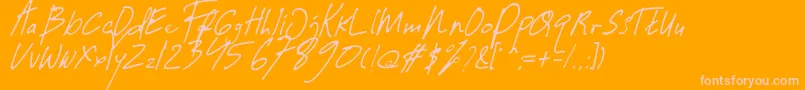 Guwatel Thin-Schriftart – Rosa Schriften auf orangefarbenem Hintergrund