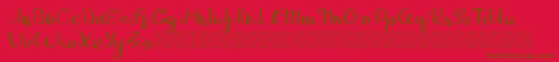 Fonte Guyona – fontes marrons em um fundo vermelho