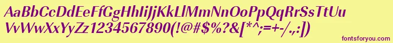 UrwimperialtextnarBoldOblique Font – Purple Fonts on Yellow Background
