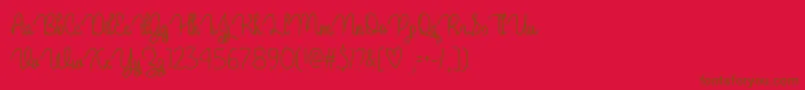 Guys My Age  -Schriftart – Braune Schriften auf rotem Hintergrund