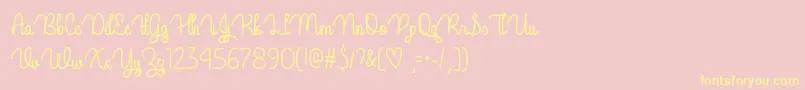 Guys My Age  -Schriftart – Gelbe Schriften auf rosa Hintergrund