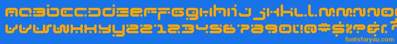 フォントgymnast – オレンジ色の文字が青い背景にあります。