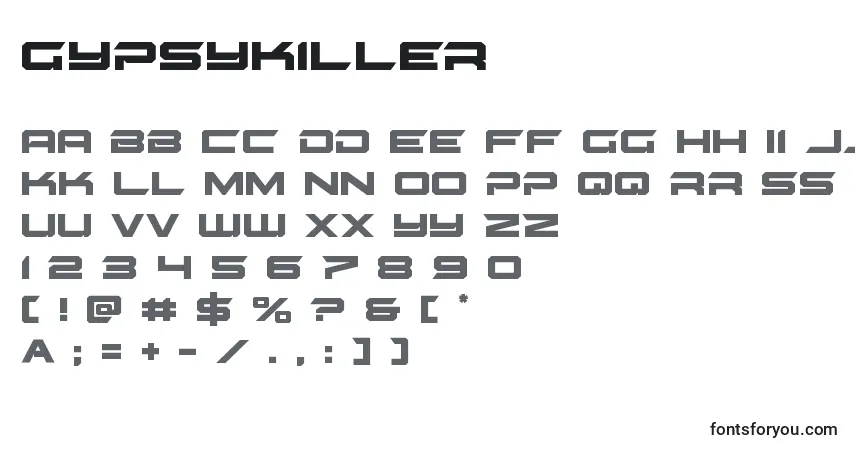 Шрифт Gypsykiller (128773) – алфавит, цифры, специальные символы