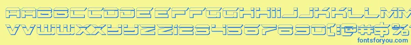 Fonte gypsykillerbullet – fontes azuis em um fundo amarelo