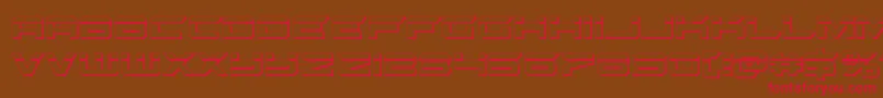 フォントgypsykillerbullet – 赤い文字が茶色の背景にあります。