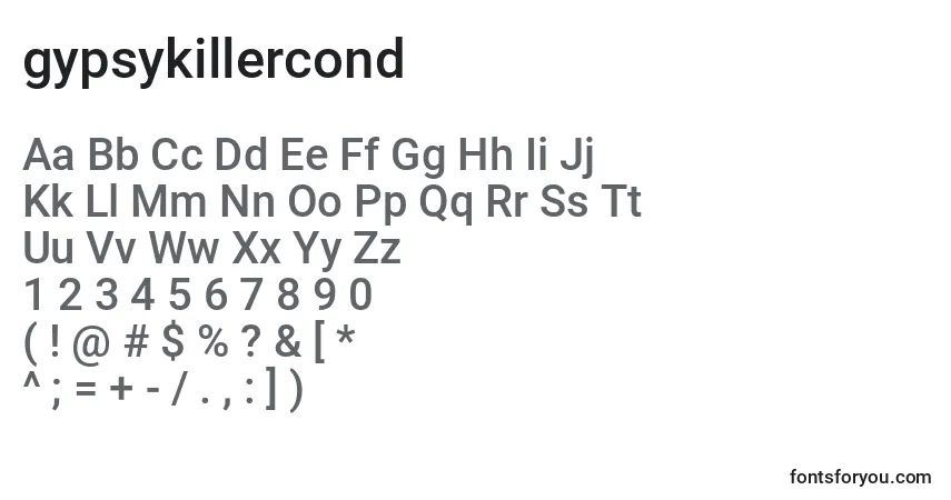 Шрифт Gypsykillercond (128782) – алфавит, цифры, специальные символы