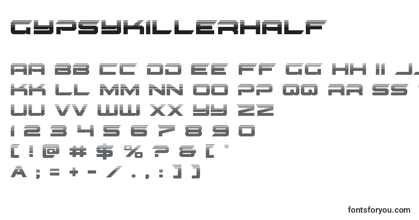 Шрифт Gypsykillerhalf (128788) – алфавит, цифры, специальные символы