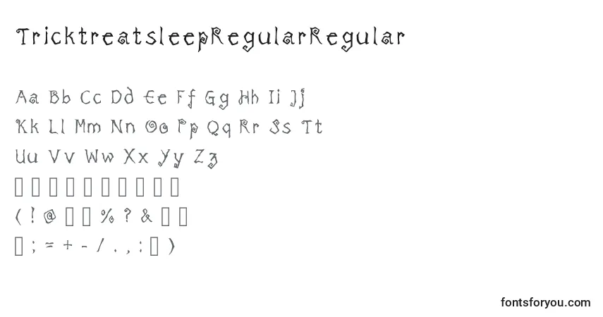 Czcionka TricktreatsleepRegularRegular – alfabet, cyfry, specjalne znaki