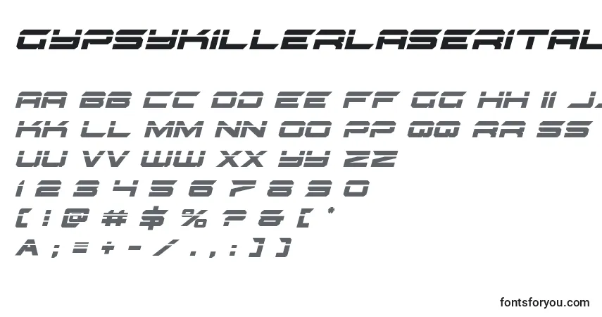 A fonte Gypsykillerlaserital (128792) – alfabeto, números, caracteres especiais