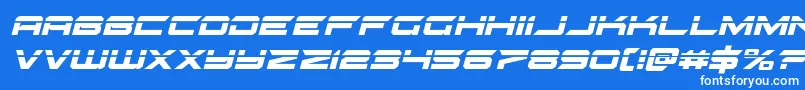 gypsykillerlaserital-Schriftart – Weiße Schriften auf blauem Hintergrund