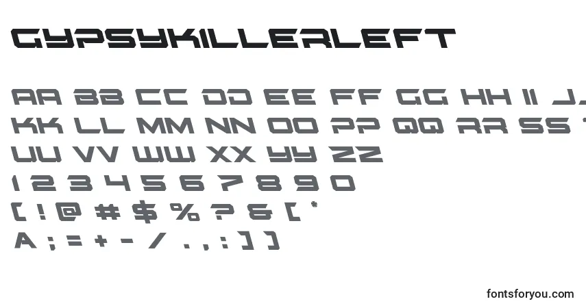 Шрифт Gypsykillerleft (128793) – алфавит, цифры, специальные символы