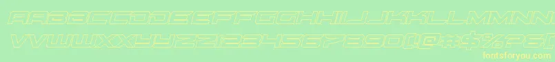 フォントgypsykilleroutital – 黄色の文字が緑の背景にあります