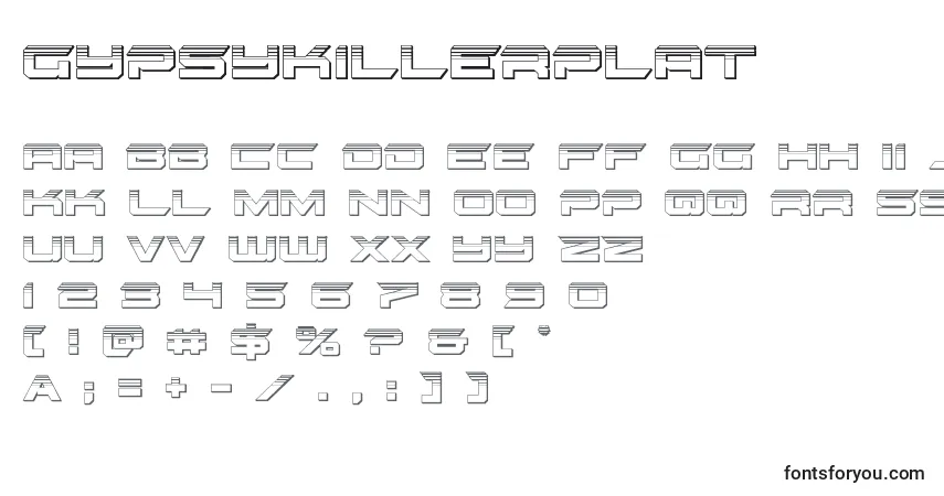 Gypsykillerplat (128796)-fontti – aakkoset, numerot, erikoismerkit