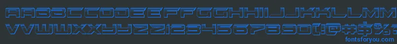 gypsykillerplat-fontti – siniset fontit mustalla taustalla