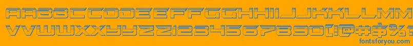 フォントgypsykillerplat – オレンジの背景に青い文字
