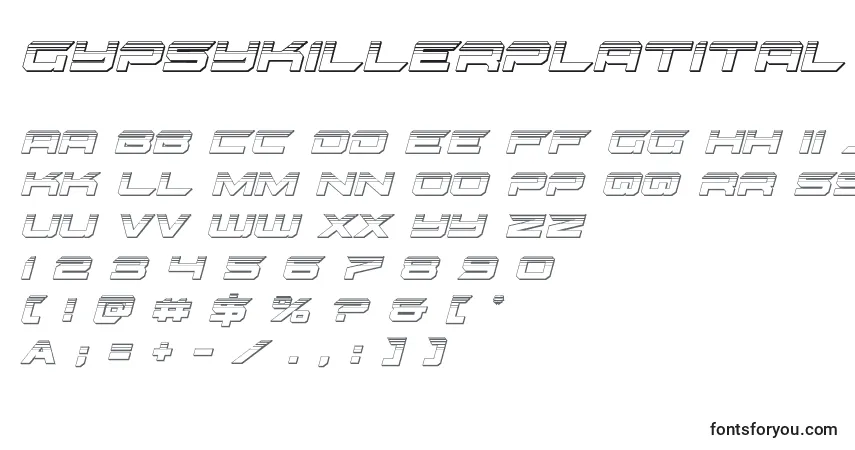 A fonte Gypsykillerplatital (128797) – alfabeto, números, caracteres especiais