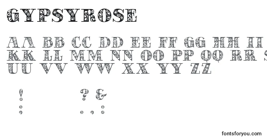 Schriftart GypsyRose (128798) – Alphabet, Zahlen, spezielle Symbole