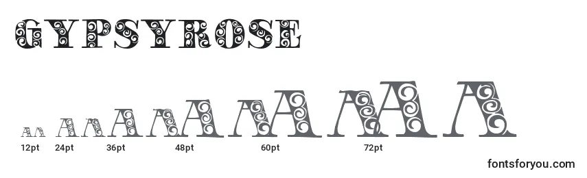 GypsyRose (128798) Font Sizes