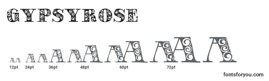 Größen der Schriftart GypsyRose (128798)