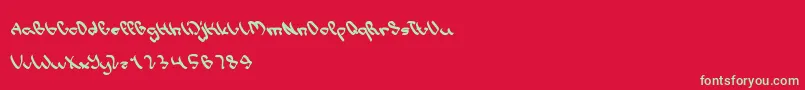WriteALetter-Schriftart – Grüne Schriften auf rotem Hintergrund