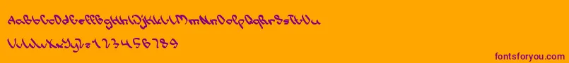 WriteALetter-Schriftart – Violette Schriften auf orangefarbenem Hintergrund