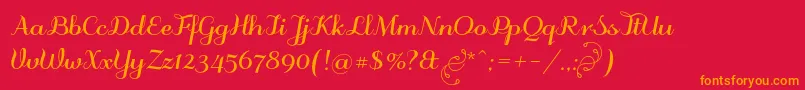 Odstemplikbold Font – Orange Fonts on Red Background