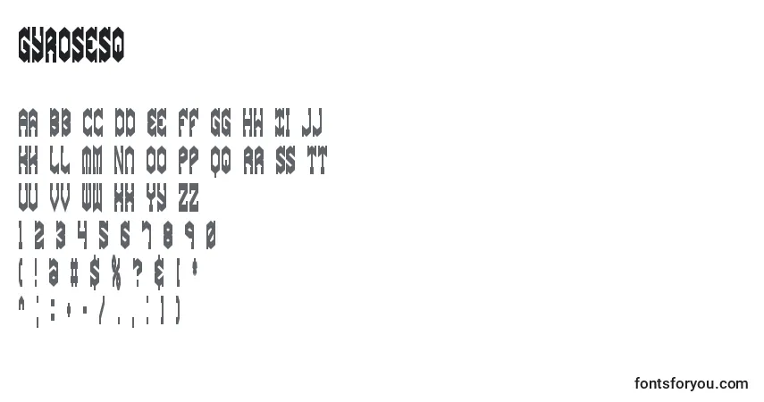 A fonte Gyrosesq (128801) – alfabeto, números, caracteres especiais