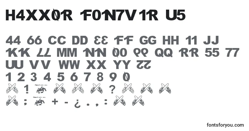 Czcionka H4XX0R fontvir us – alfabet, cyfry, specjalne znaki