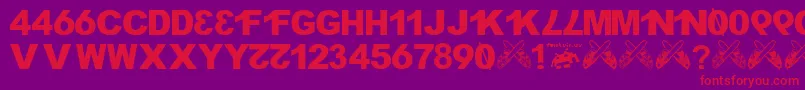 H4XX0R fontvir us-Schriftart – Rote Schriften auf violettem Hintergrund