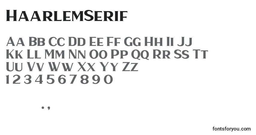 A fonte HaarlemSerif – alfabeto, números, caracteres especiais