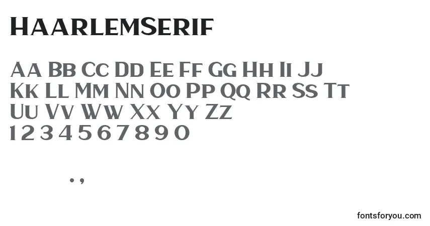 Czcionka HaarlemSerif (128808) – alfabet, cyfry, specjalne znaki