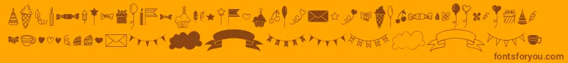 Weitere Informationen zur Habede Extra Doodles Font by 7NTypes-Schriftart Habede Extra Doodles Font by 7NTypes-Schriftart – Braune Schriften auf orangefarbenem Hintergrund