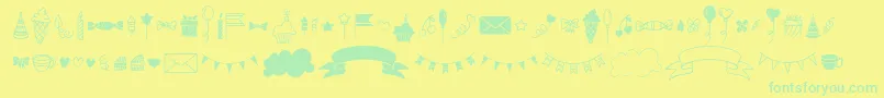 フォントHabede Extra Doodles Font by 7NTypes – 黄色い背景に緑の文字