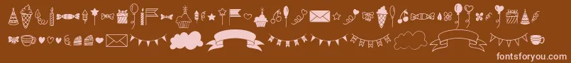 Lisätietoja Habede Extra Doodles Font by 7NTypes-fontista Habede Extra Doodles Font by 7NTypes-fontti – vaaleanpunaiset fontit ruskealla taustalla