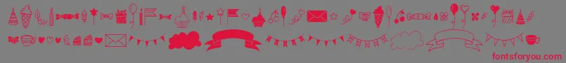 フォントHabede Extra Doodles Font by 7NTypes – 赤い文字の灰色の背景