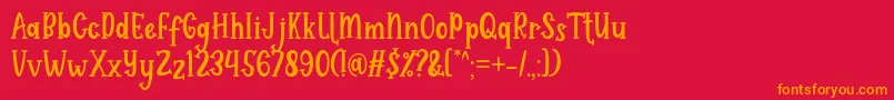 Fonte Habede Font by 7NTypes – fontes laranjas em um fundo vermelho