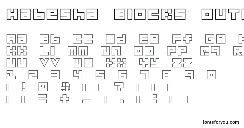 Czcionka Habesha Blocks OUTLINES – alfabet, cyfry, specjalne znaki