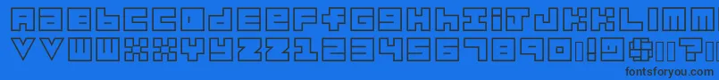フォントHabesha Blocks OUTLINES – 黒い文字の青い背景